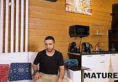 Chubby Mature's Pussy Filled in Sauna!