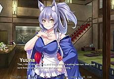 Steamy hot spring scene with cat women and tits