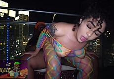 Ariel LOVE SUCKS and FUCKS huge dick on balcony!