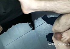 Two businessmen give me a peaceful and sensual blowjob in a public place.