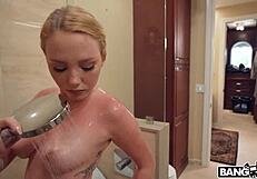 danny steele shocks stepdaughter dixie lynn with big package in shower.