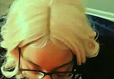 Blonde barbie feels pleasure sucking big black cock deepthroat.