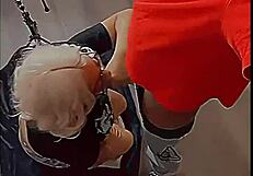 Blonde barbie feels pleasure sucking big black cock deepthroat.