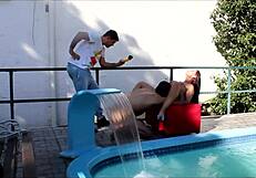 Gauchada enjoys a hot and steamy pool scene with a big dick