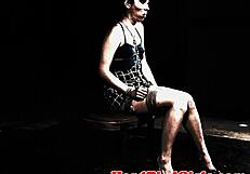 tied up bdsm submissive gags on toys while black maledom chokes and vibrates her roughly