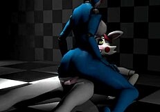 Married woman’s naughty play with a rabbit sex toy in a FNAF themed room