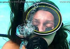 Nora shmandora dives deep with dildo underwater