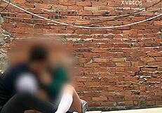 Cute mexican babe performs public blowjob behind school classrooms while getting fucked outdoors