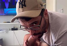 young guy meets godfather and gives dick gift