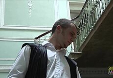 Hot Chick in Uniform Gets Her Hands on a Stiff Shaft