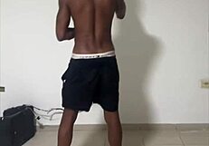 Painter gets paid with cock by the young stud.