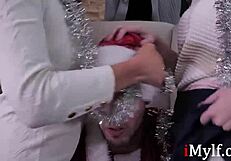 Bad Milf Gets Ass Fucked And Tits Sucked In Christmas Gangbang