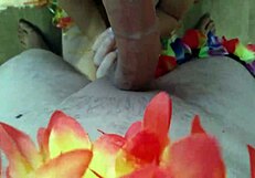 Hawaiian Party Blowjob: Husband's Kissing Surprise