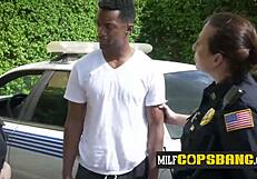 Interracial threesome with deep throat action on big black cock
