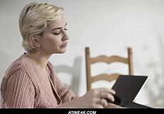 Blonde woman explores forbidden seductions in a cheating scenario