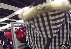 Seductive Czech Kitten Strips in Mall for POV Penetration