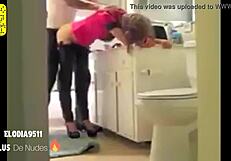 french slut gets fucked in the kitchen by her neighbor