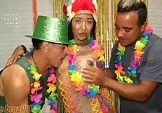 At brazilian carnival, millena gomes loves anal sex and begs for cum in her mouth with fabinho costa