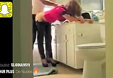 french slut gets fucked in the kitchen by her neighbor