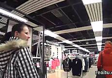 Seductive Czech Kitten Strips in Mall for POV Penetration