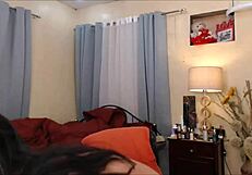 Lipstick Tranny Teasing Fans with Big Tits on Webcam