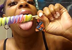 Ebony Babe Sucks Black Fetish Lollipop
