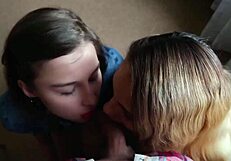 Threesome with Neighbors Sharing Deepthroat Action in Hostel Kitchen