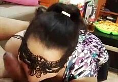Masked blowjob turns into deepthroat action