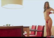 Beautiful euro babe masturbates to intense orgasm with cucumber