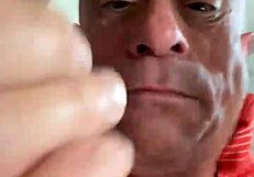 rear view gagging on hairy cock with choking deepthroat