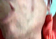 rear view gagging on hairy cock with choking deepthroat