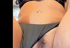 sexy solo in lingerie masturbates natural tits pussy