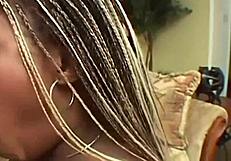 Sexy Dark-Skinned Girl Handles Two Cocks At Once