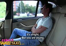 Female fake taxi big tits blonde cabbie milf fucks young 18+ stud on backseat