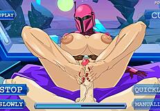 Shaved Pussy Jedi Plays with Monster Cock Toys in Anal Assfucking