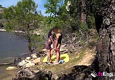 you see this voyeur filming the amateur couple fucking outdoors?