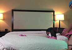 Trans woman in chastity enjoys doggystyle position