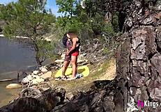 you see this voyeur filming the amateur couple fucking outdoors?