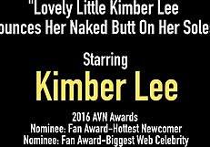 Lovely young Kimber Lee undresses and bounces her big ass on vibrator toy