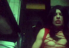 watch this tranny bitch getting a cumshot with toys