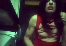 watch this tranny bitch getting a cumshot with toys