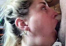 Blonde girlfriend gives deepthroat