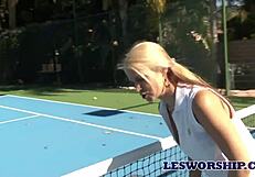 MILF Sarah Vandella seduced by lesbian teen in hot tub!