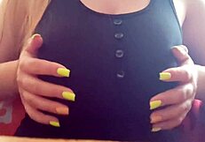 Wow, this excited student teases her big tits on camera at LuxuryOrgasm