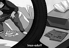 Anime girl teases with footjob on monster cock