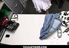 Blonde teen shoplifts, gets fucked by guard for a deal