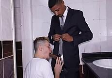 Amateur gay encounter with bathroom attendant