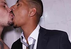 Amateur gay encounter with bathroom attendant