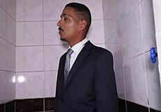 Amateur gay encounter with bathroom attendant