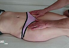 Hot Couple's Amateur Pussy Massage in Tight Panties